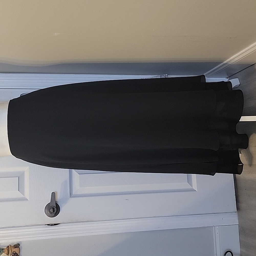 Alex evening double layer double side split full length dress knit flowey skirt